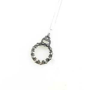 Vintage 925 Sterling Silver Deco Marcasite Pendant Necklace