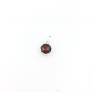 Vintage 925 Sterling Silver Mahogany Obsidian Gemstone Minimal Pendant Necklace