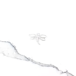 Vintage 925 Sterling Silver Dragonfly CZ Diamond Glass Charm Pendant Necklace