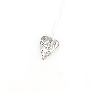 Vintage 925 Sterling Silber Deco Filigree Puffy Herz Charm Anhänger Halskette