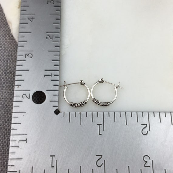 Vintage 925 Sterling Silver Bali Hoop Earrings - image 3