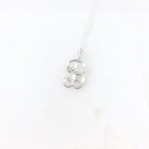 Vintage 925 Sterling Silver Initial Letter B Pendant Necklace