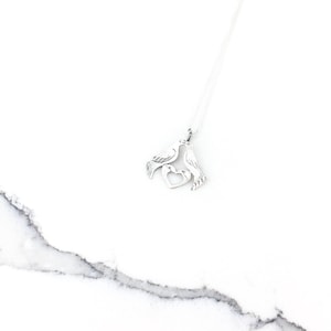 Vintage 925 Sterling Silver Dove Love Birds Charm Pendant Necklace