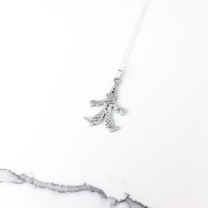 Vintage 925 Sterling Silver Clown Charm Pendant Necklace