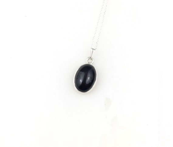 Vintage 925 Sterling Silver Black Onyx Minimal Pe… - image 1