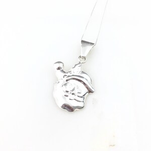 Vintage 925 Sterling Silver Santa Claus Christmas Pendant Necklace