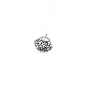 Vintage 925 Sterling Silver Judith Jack Marcasite Deco Minimal Pendant Necklace