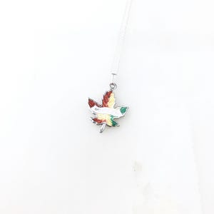 Vintage 925 Sterling Silver Canada Travel Montreal Maple Leaf Enamel Souvenir Charm Pendant Necklace