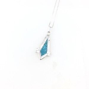 Jahrgang 925 Sterling Silber Mexiko Blau Türkis Anhänger Halskette