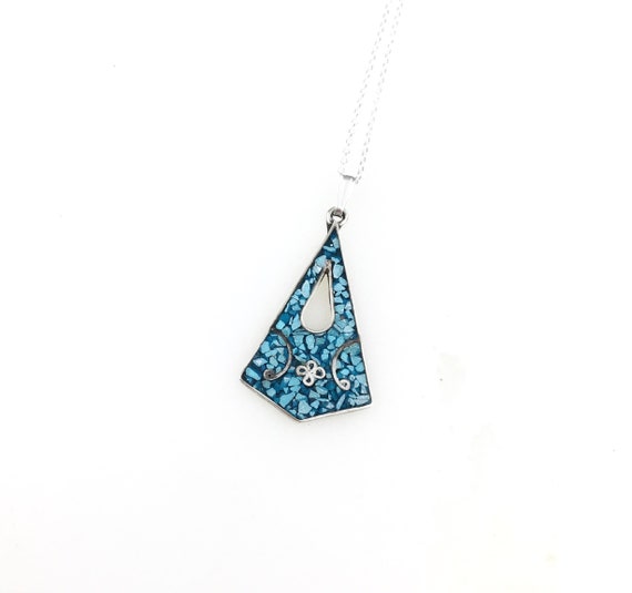Vintage 925 Sterling Silver Mexico Blue Turquoise… - image 1