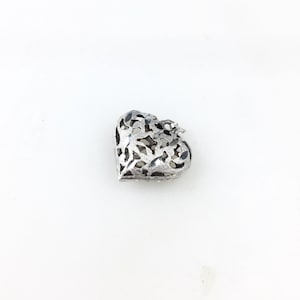 Vintage 925 Sterling Silber Deco Filigree Puffy Herz Charm Anhänger Halskette