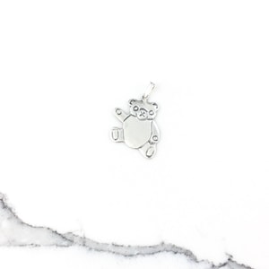 Vintage 925 Sterling Silver Teddy Bear Charm Pendant Necklace