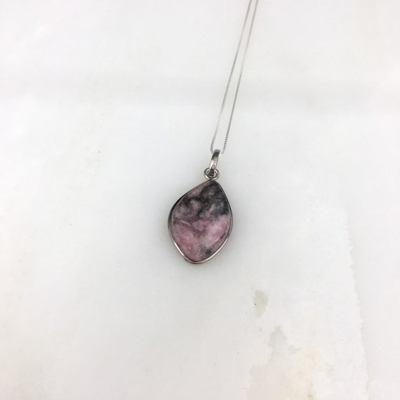 Vintage 925 Sterling Silver Pink Rhodochrosite Ge… - image 2