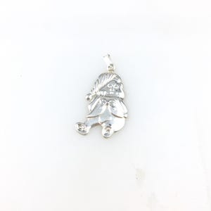 Vintage 925 Sterling Silver Bed Time Teddy Bear Charm Pendant Necklace