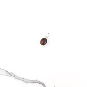Vintage 925 Sterling Silver Mahogany Obsidian Gemstone Minimal Pendant Necklace