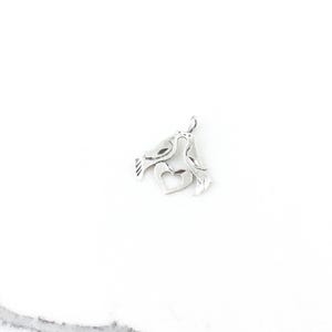 Vintage 925 Sterling Silver Dove Love Birds Charm Pendant Necklace
