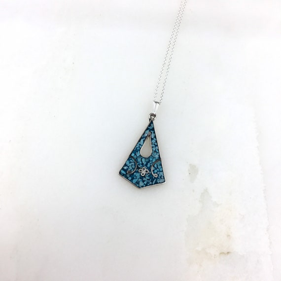 Vintage 925 Sterling Silver Mexico Blue Turquoise… - image 2