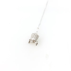 Vintage 925 Sterling Silver Wagon Cart Basket Charm Pendant Necklace