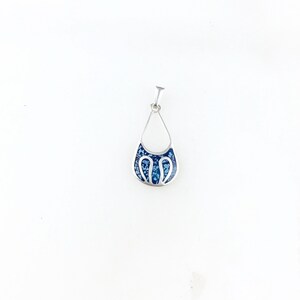 Jahrgang 925 Sterling Silber Mexiko Blau Türkis Anhänger Halskette