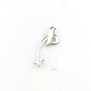 Vintage 925 Sterling Silver CZ Diamond Modernist Pendant Necklace