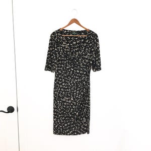 Y2K Ralph Lauren 8 Black Brown Sheath Knee Length Dress Women’s Size 8