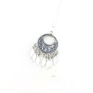 Vintage 925 Sterling Silver Bali Boho Fringe Pendant Necklace