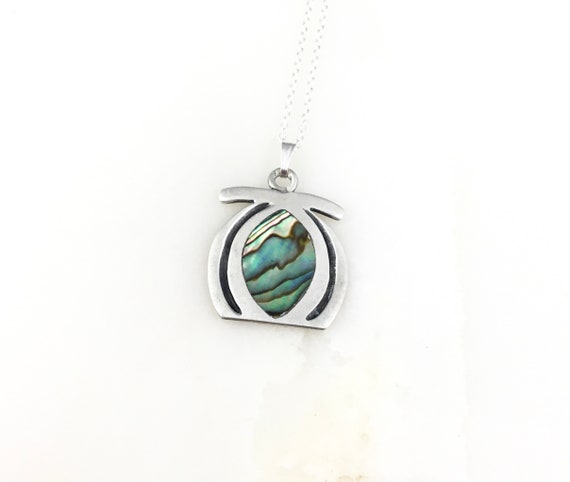 Vintage 925 Sterling Silver Mexico Abalone Pendan… - image 1