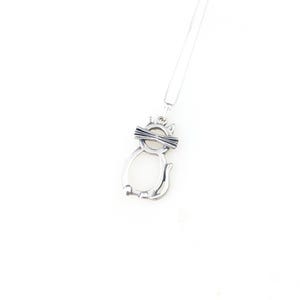 Vintage 925 Sterling Silver Cat Charm Pendant Necklace