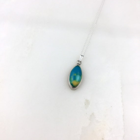 Vintage 925 Sterling Silver Mexico Blue Green Mod… - image 3
