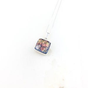 Vintage 925 Sterling Silver Dichroic Glass Minimal Pendant Necklace