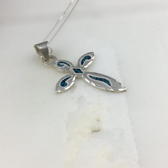 Vintage 925 Sterling Silver Mexico Modernist Blue Turquoise