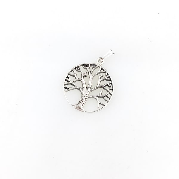 Vintage 925 Sterling Silver Tree Charm Pendant Necklace