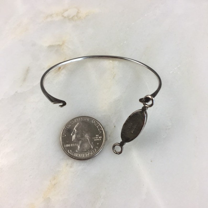 Vintage Sterling Silver Modernist Onyx Latch Bracelet