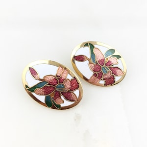 Vintage Cloisonné Emaille Bloem Floral Stud Oorbellen
