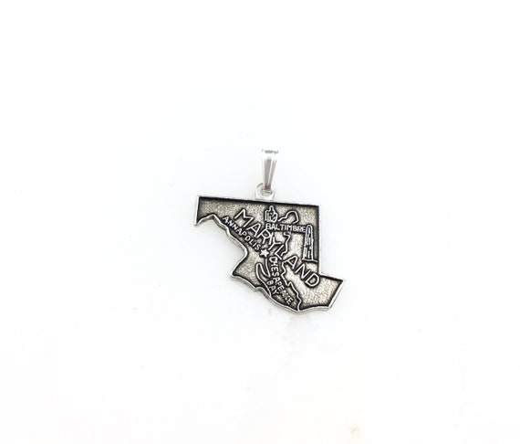 Maryland State Charm Antiqued Sterling Silver Maryland State Charm Antiqued Sterling Silver