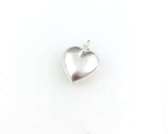 Vintage 925 Sterling Silver Minimal Dainty Heart Charm Pendant Necklace