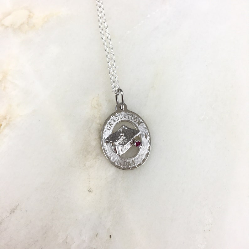 Vintage 925 Sterling Silver Graduation Day Pendant Charm Necklace