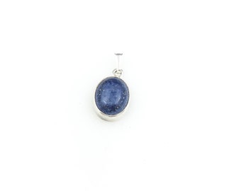 Vintage 925 Sterling Silver Blue Lapis Lazuli Gemstone Pendant Necklace