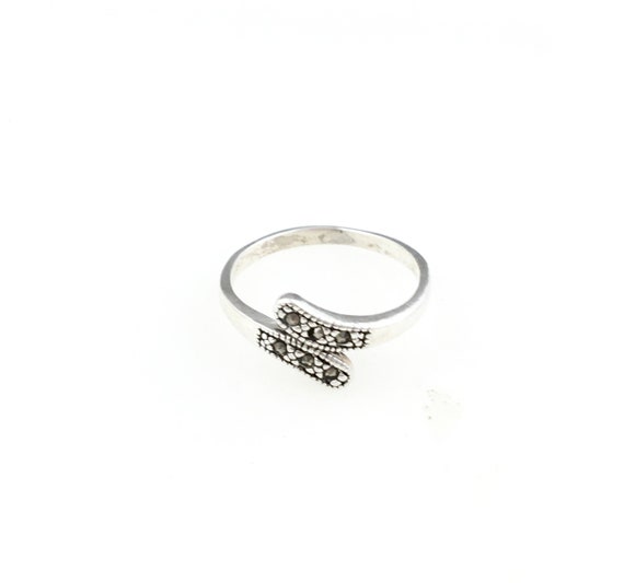 Vintage 925 Sterling Silver Deco Marcasite Ring Si