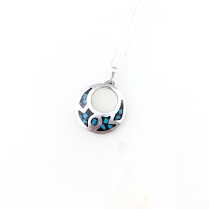 Jahrgang 925 Sterling Silber Mexiko Blau Türkis Anhänger Halskette