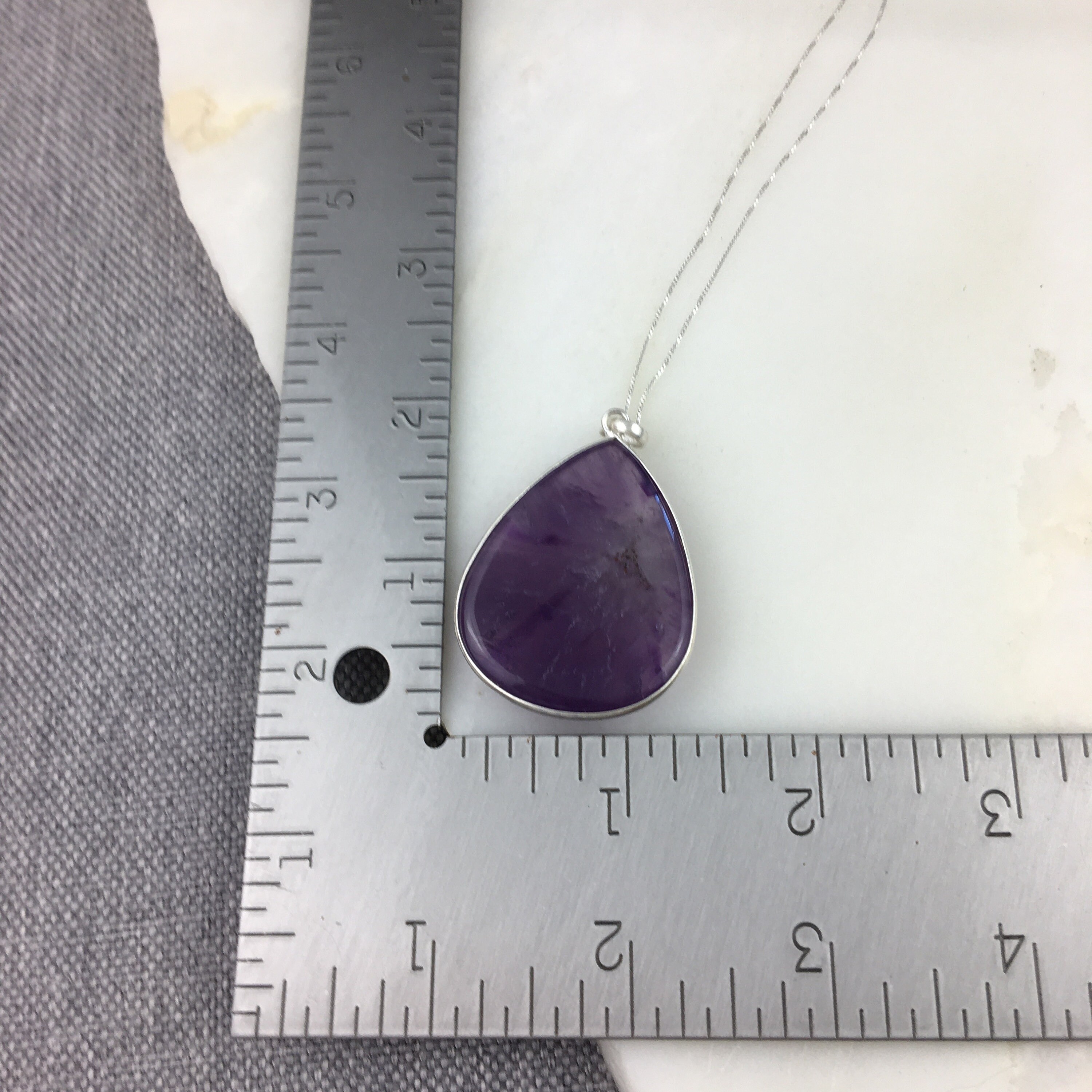 Collier Vintage En Argent Avec Pendentif - Trois Améthystes Violettes - Bijou Ancien Charmant