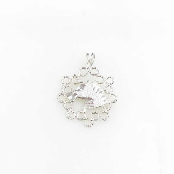 Vintage 925 Sterling Silver Unicorn Charm Pendant Necklace