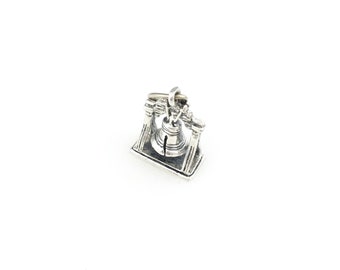 Vintage 925 Sterling Silver Liberty Bell Charm Pendant Necklace