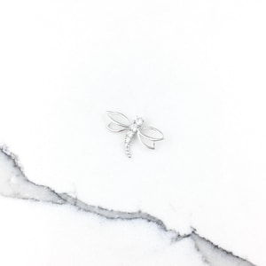 Vintage 925 Sterling Silver Dragonfly CZ Diamond Glass Charm Pendant Necklace