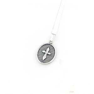 Vintage 925 Sterling Silver Filigree Cross Christian Religious Pendant Necklace