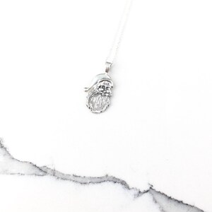 Vintage 925 Sterling Silver Santa Claus Christmas Charm Pendant Necklace