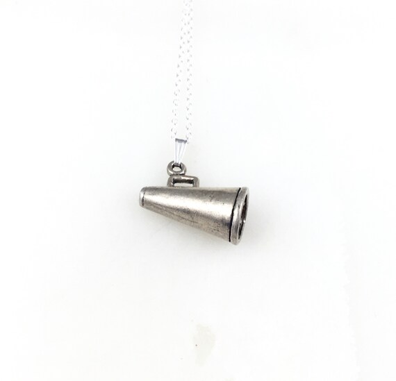 Vintage Sterling Silver Cheerleader Charm Pendant Necklace
