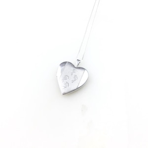Vintage 925 Sterling Silver Footprints Heart Locket Pendant Necklace
