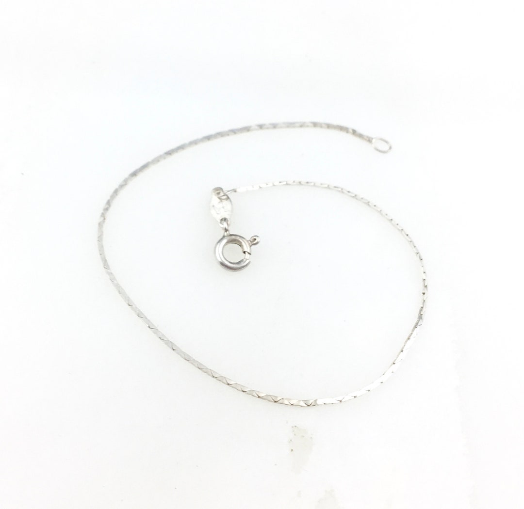 Vintage 925 Sterling Silver Deco Chain Link Stacking Skinny