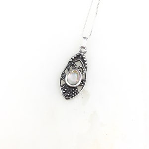 Vintage 925 Sterling Silver Abalone Pendant Necklace